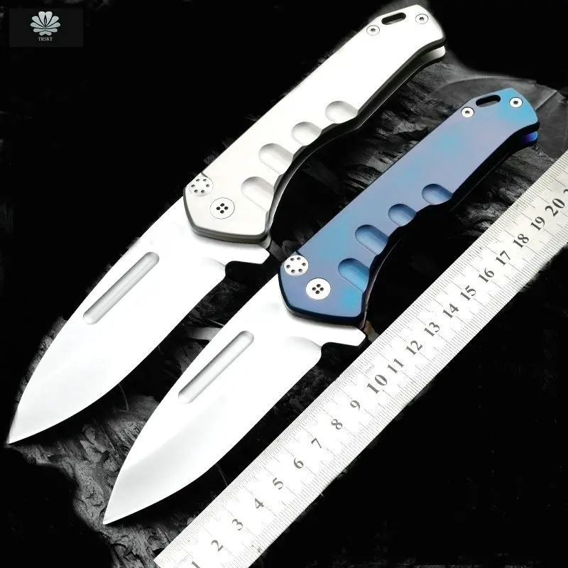 TRSKT MKTS MKT01 Gravity Folding Knife Outdoor Flipper Camping Knives D2 Blade, Steel Handle EDC Tool Pocket Knives Dropshipping