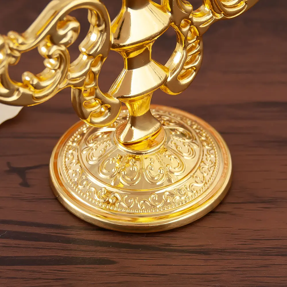 HTISOK Orthodoxer Kreuz-Kerzenhalter, Jesus-Kerzenhalter, vergoldeter Kerzenhalter aus Zinklegierung, Kirchenbedarf, religiöses Geschenk – Detail 4