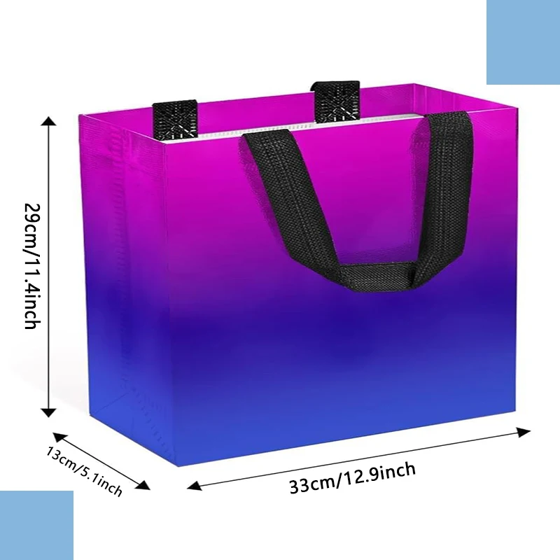 5 gradient color handheld gift bags and shopping bags, sturdy and durable, suitable for daily, holiday, and school carrying use
