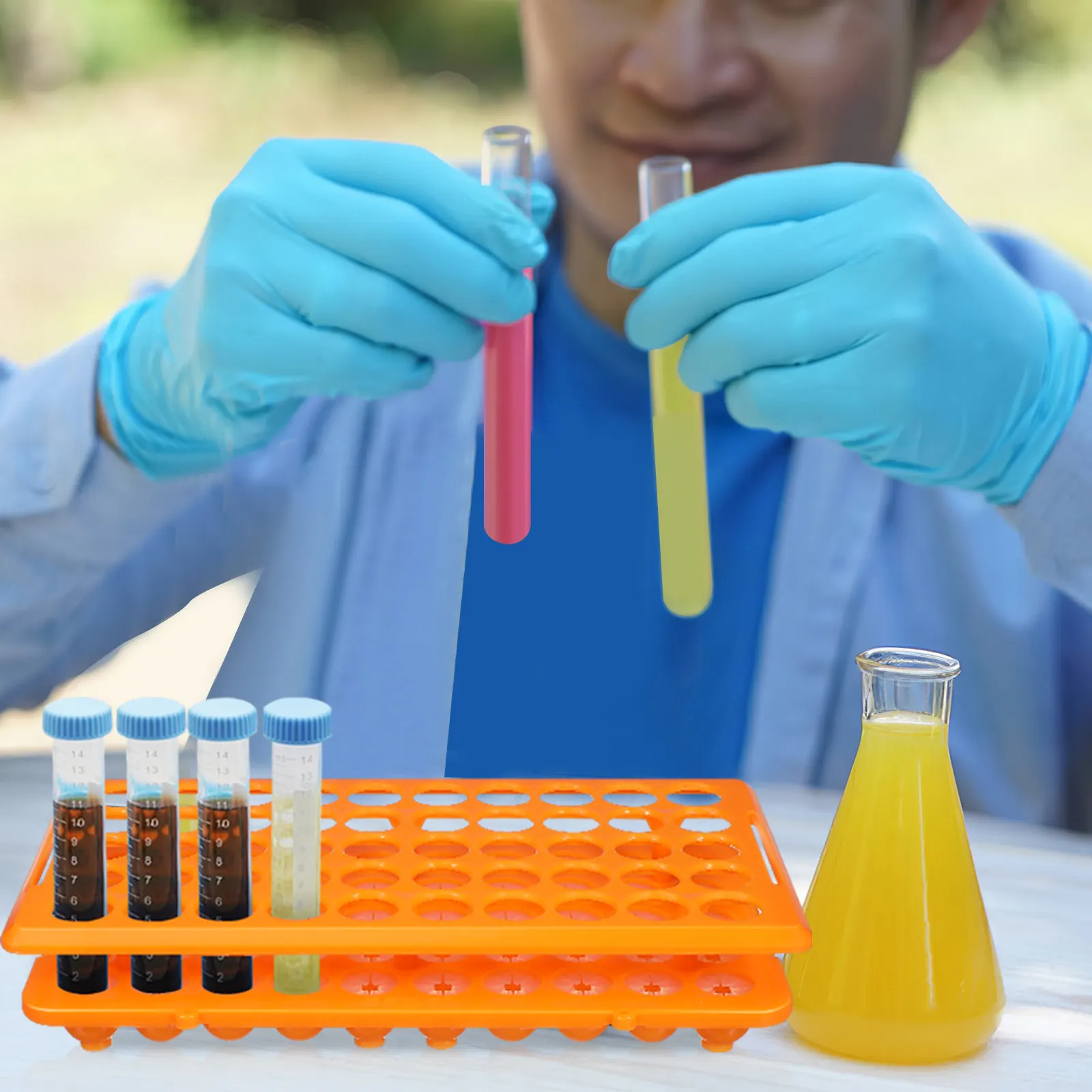 Test Tube Storage Rack 50 Hole Heavy Duty Laboratory Vial Holder for Glass Tubes and Shot Glasses Organization