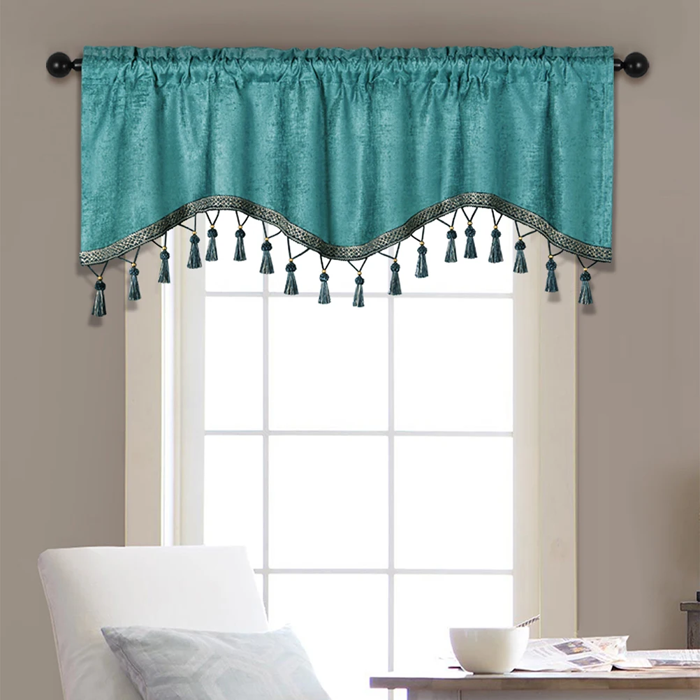 1 Pc Europese Minimalistische S-Vormige Valance Met Kwastjes, Moderne Soild Color Wave Valance Voor Het Kamerraam En Deurdecoratie