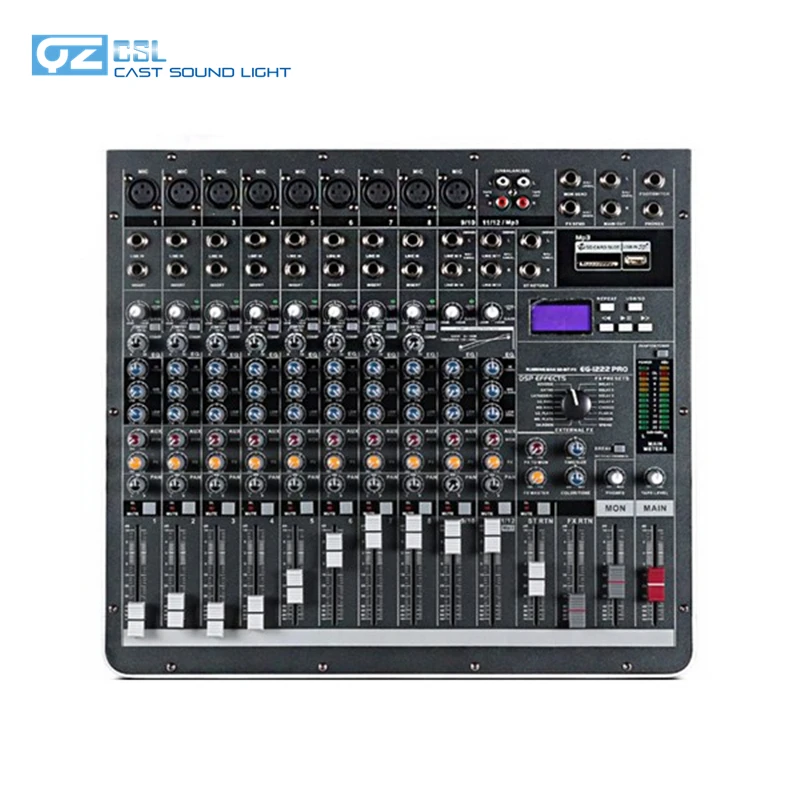 12 Channel 500W Powered Audio Mixer, Musical DJ Mixer with MP3 and USB