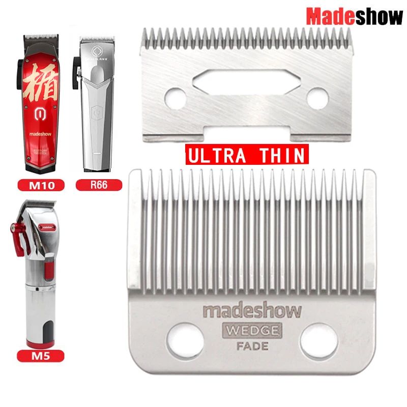 

Madeshow M5(F) M10 R66 Wedge Fade Blades Stainless Steel Hair Clipper Ultra Thin Blade Trimmer Replacement Original Cutter Head