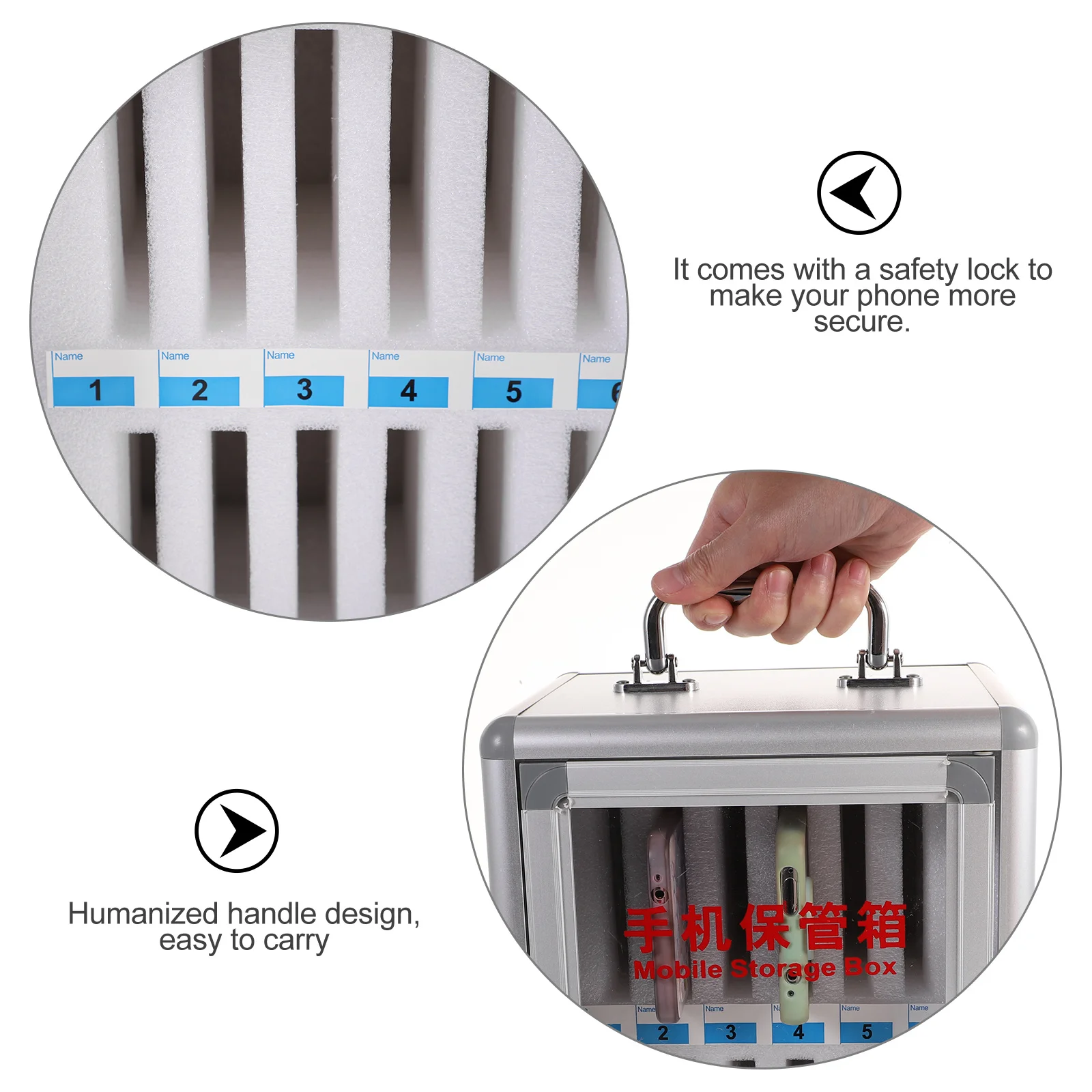 Cell Phones Storage Cabinet Aluminum Alloy 12 Slots Lockable Wall-Mounted Mobile Phone Organizer Holder for Office