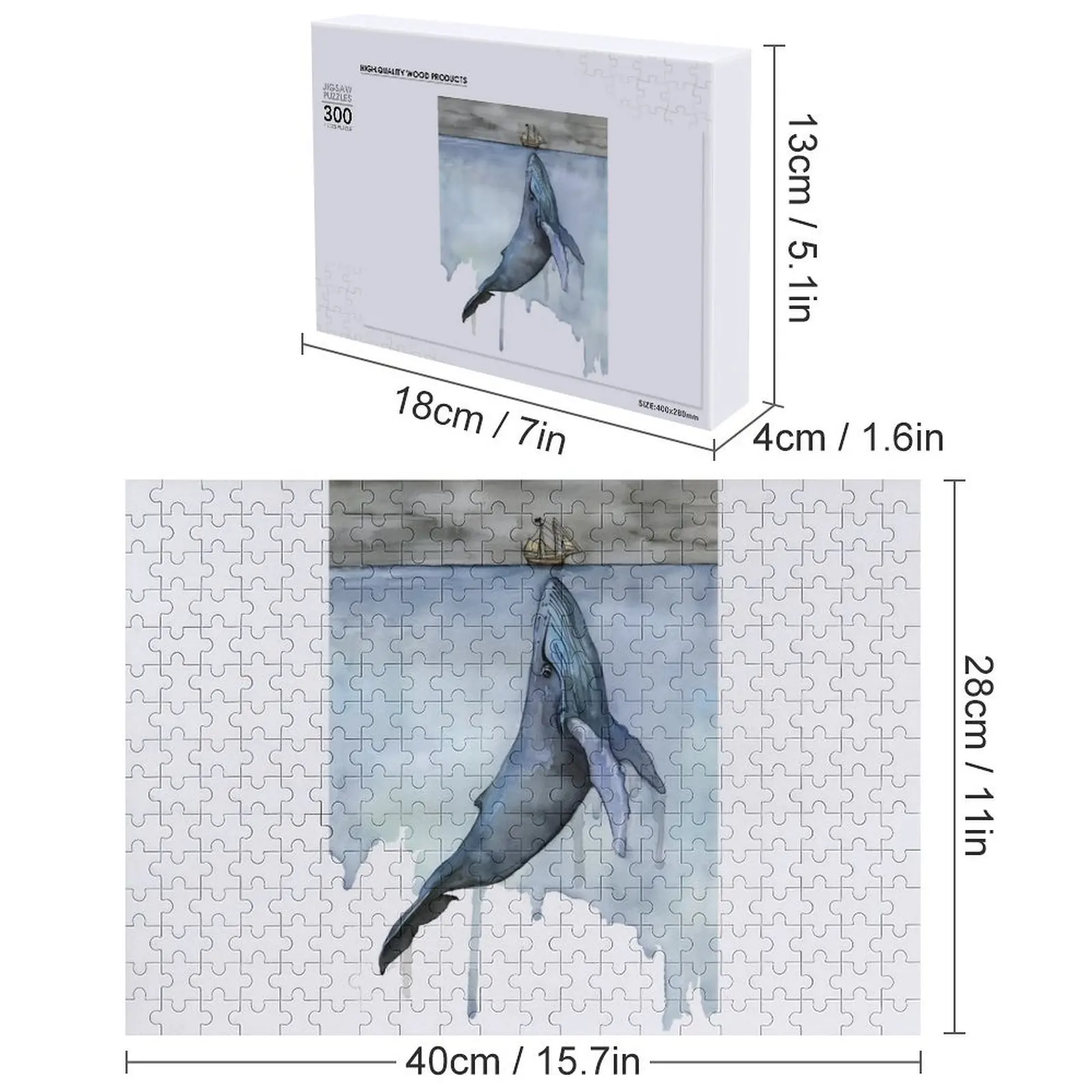 Ocean Whale Jigsaw Puzzle Personalized Baby Object Name Wooden Toy Woodens For Adults Custom With Photo Puzzle