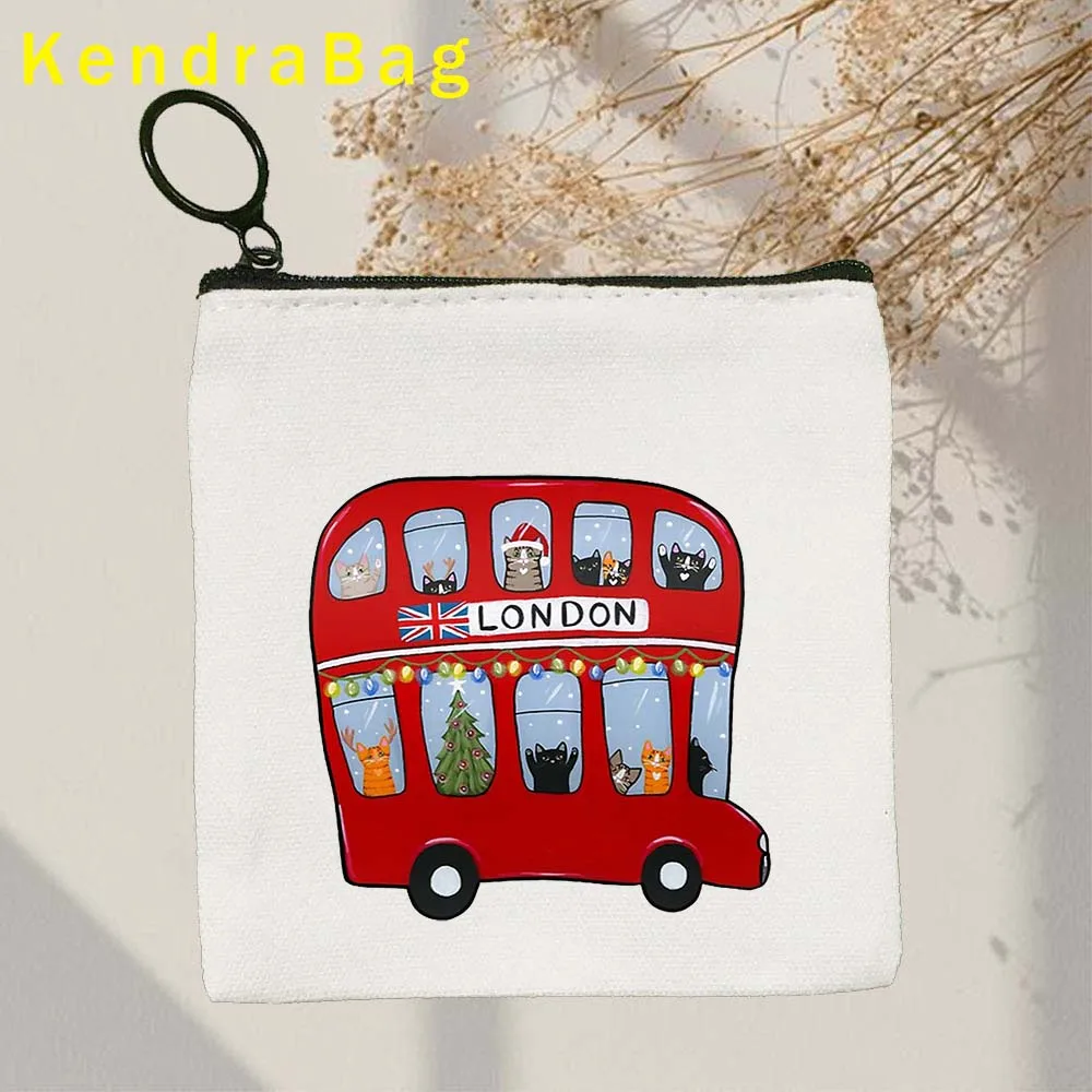 London England Flag Map United Kingdom Bus Big Ben Bridge Phone Booth Key Coin Purse Canvas Bags Pouch Cotton Cute Wallet Gifts