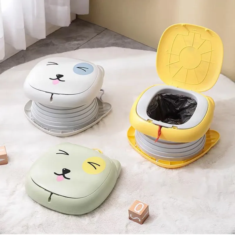 

New cartoon children's foldable toilet outdoor camping travel mobile toilet multi-functional car toilet