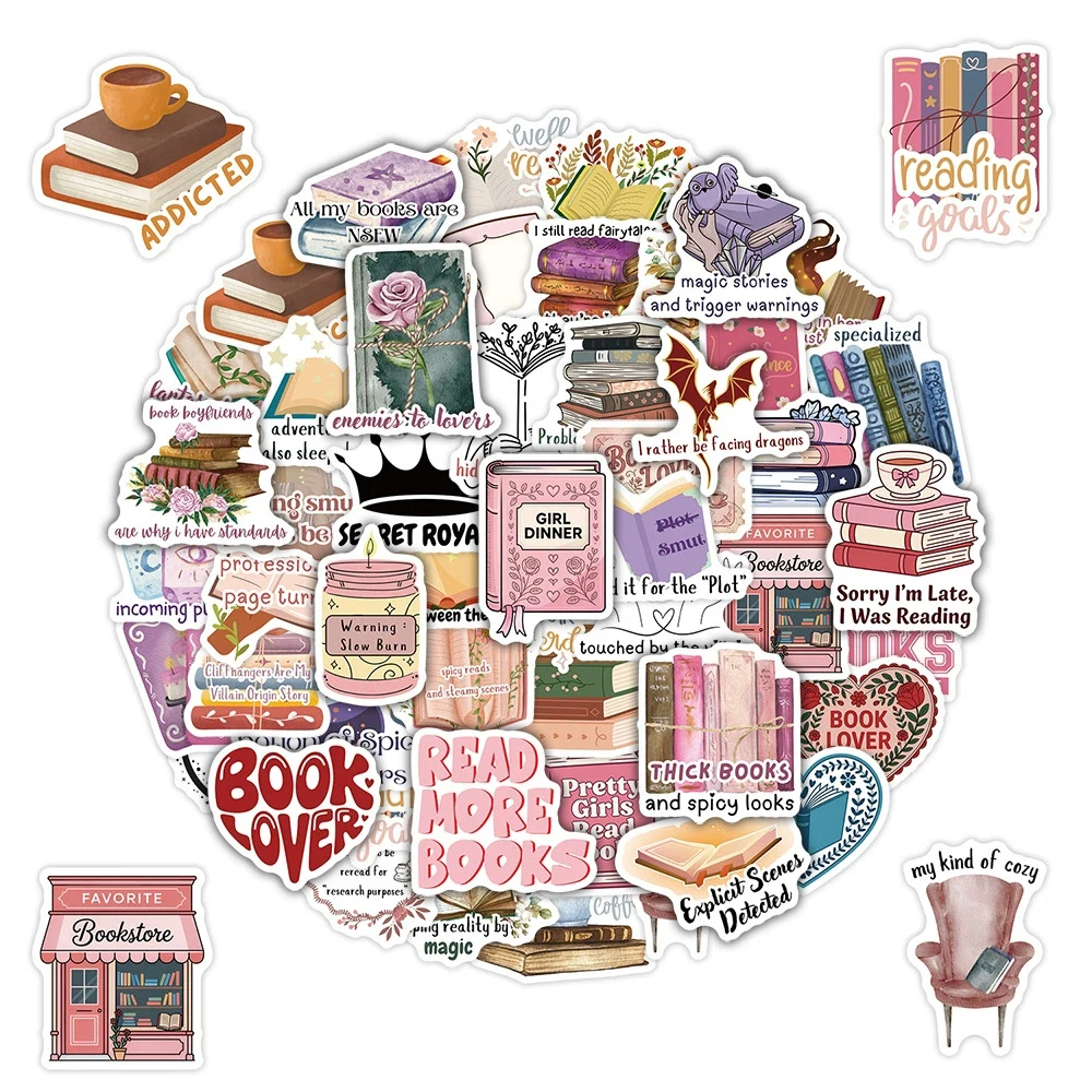 10/30/50pcs Creative Book Fans Graffiti Stickers Cartoon Reading Book Sticker Stationery Notebook Phone Waterproof Decals Decor