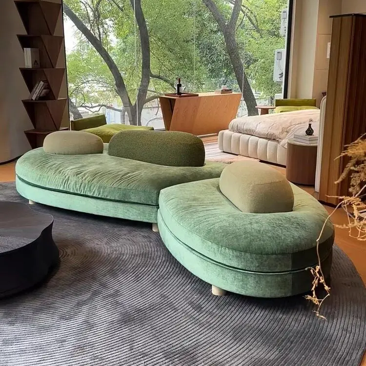 Italian minimalist, fabric module heart-shaped sofa, small apartment living room