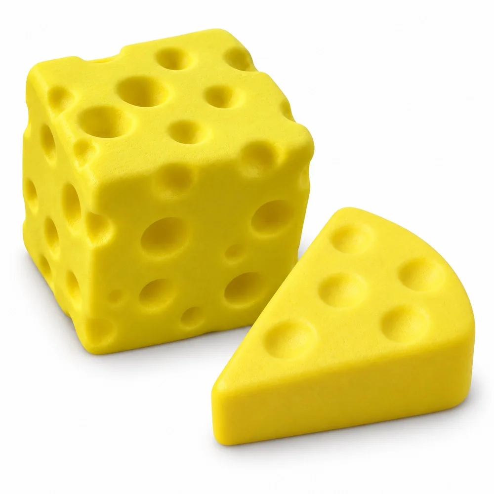 Cheese Squishy Toy Soft PU Slow Rising Foam Yellow Cube and Triangle Styles Textured Handheld Desk Fidget Gift for Adults Teens
