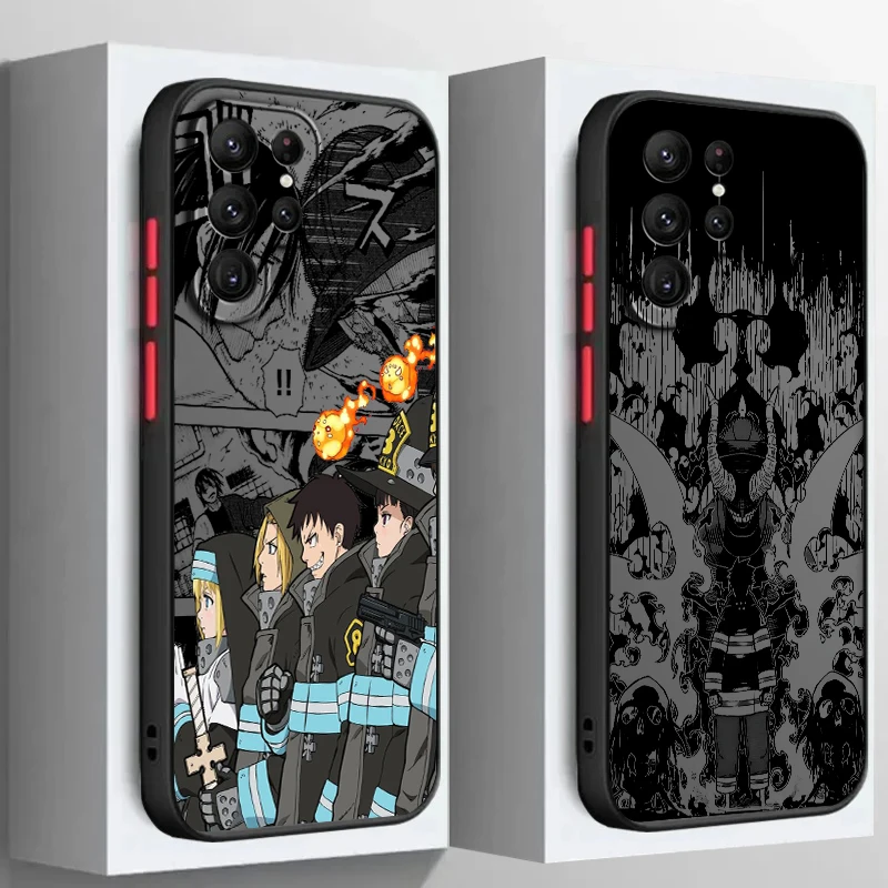 

Anime Cartoon Fire Force Frosted Translucent For Samsung Note 20 A35 A03 A54 A31 A22 A34 A14 A24 A04 A55 5G Back Phone Case