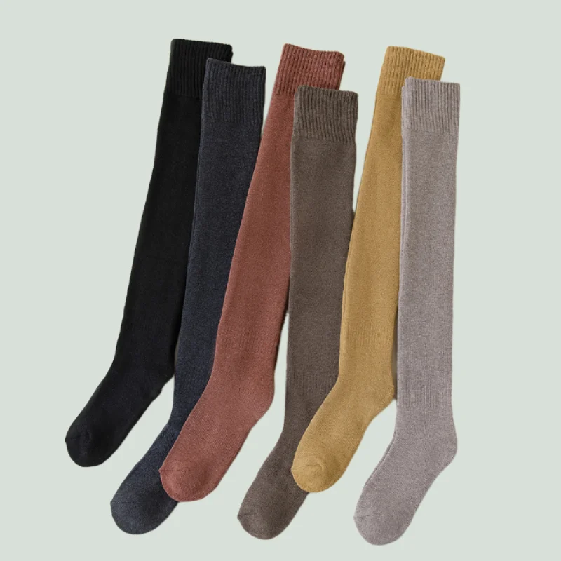 3/5/10 Pairs Winter Warm Socks Tube Thick High Tube Over Knee Knee-Length Socks Terry Solid Color Fashion High Quality Calf Sock