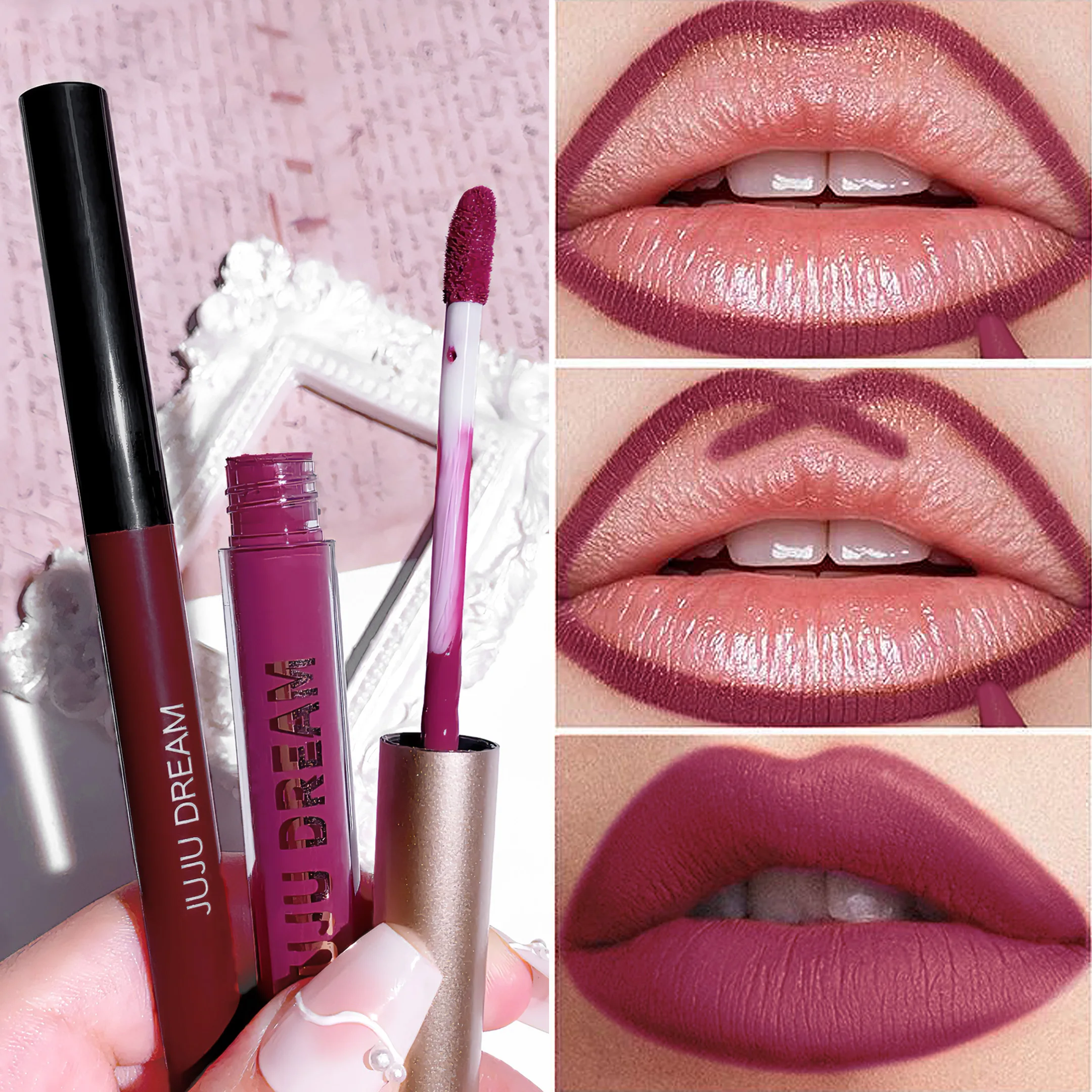 Matte lip liner lipstick pencil outlines lip line waterproof and long-lasting non-stick cup easy-to-color lip pen set