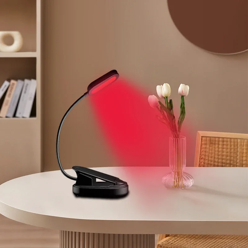 WooBlue 660nm Red Light Portable Read Light Reading Lamp Clip Flexible USB Rechargeable Led Read Light