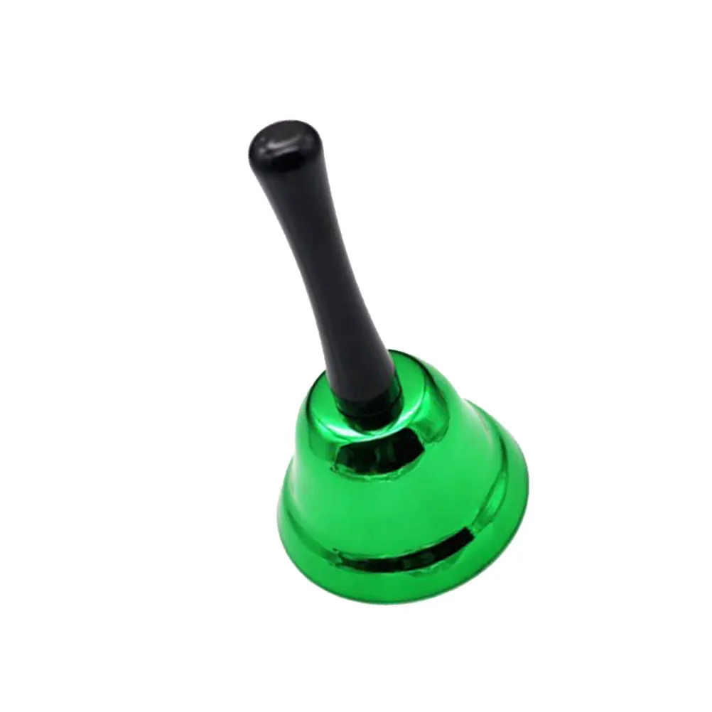1pc campana a mano in metallo verde portatile durevole manico in ferro impugnatura ergonomica strumento musicale regalo festa di festival