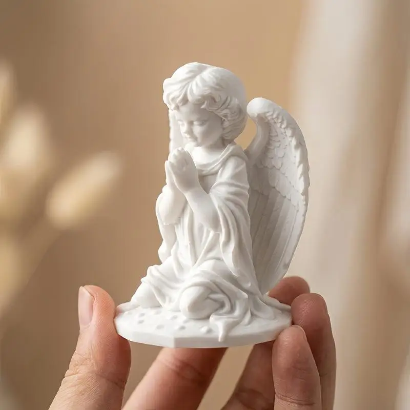 Eco-Friendly 3D Printed Kneeling Angel Figurine Prayer Statue Sculpture Desktop Ornament Decoration
