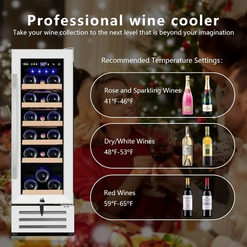 12 Inch Wine Refrigerator, 18 Bottles Wines Cooler with Upgraded Compressor, 41-72F, Fits Large Wine Bottles, Mini Wines Fridge