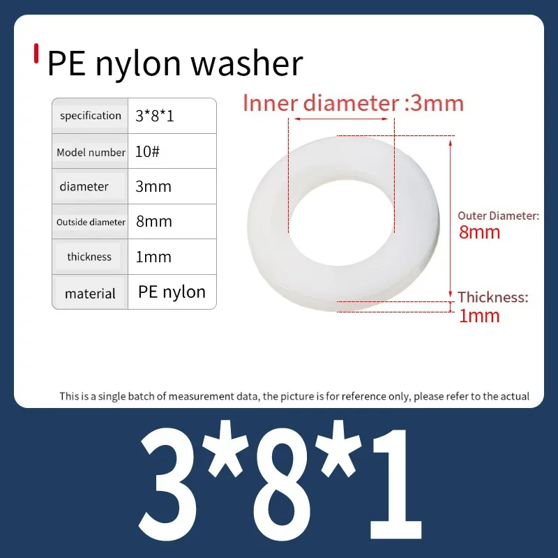 M3 M4 M5 M6 M8 M10 M12 M14-M20 White  Plastic Nylon Flat Washer Plane Spacer Insulation Gasket Ring For Screw Bolt 20/30/40Pcs