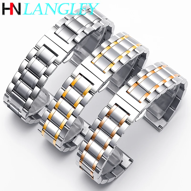 Watch Band For LONGINES WatchBand Stainless Steel Bracelet Original Master Crescent 12/13/14/15/16/17/18/19/20/21/22/24mm Strap