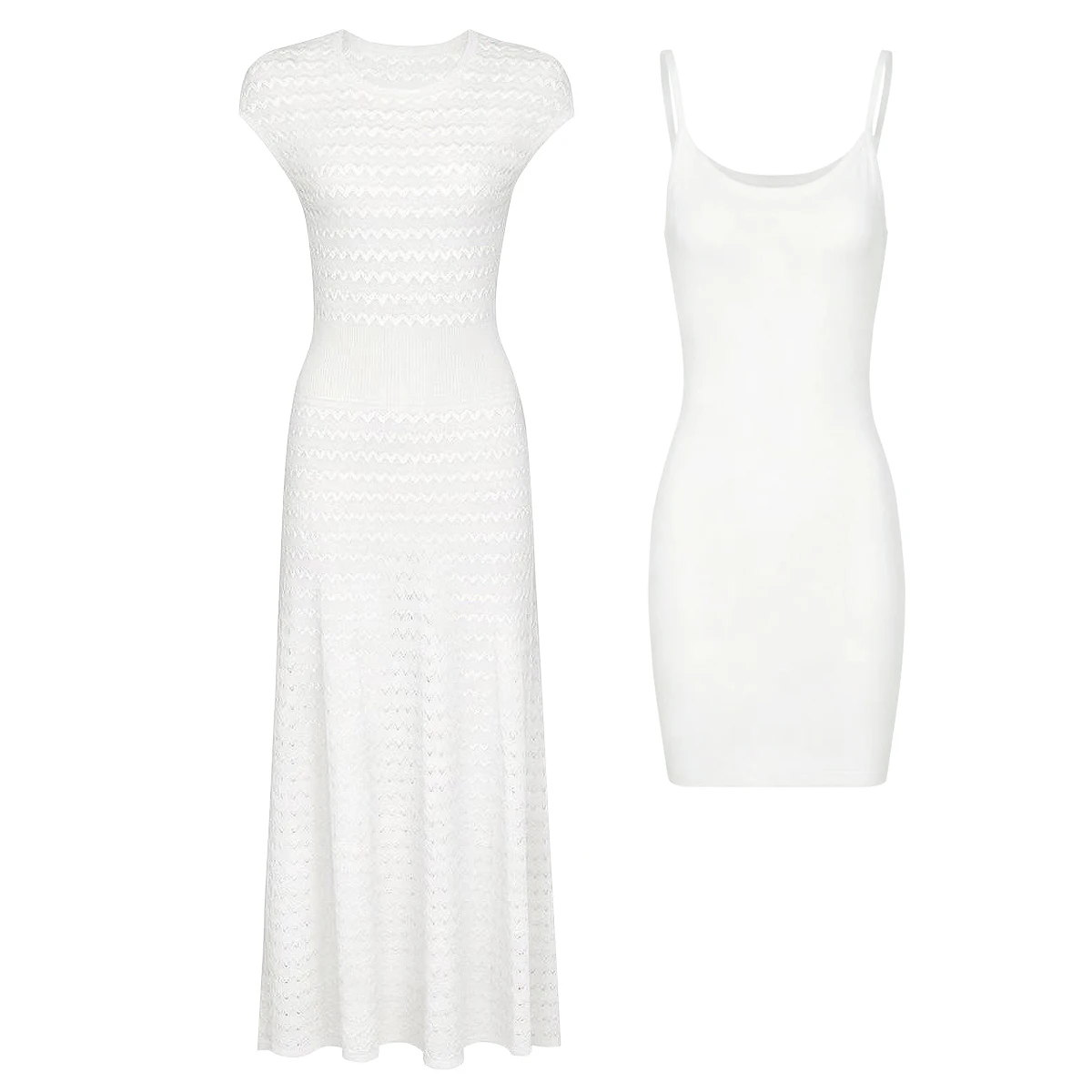 26145 High-Quality Summer New Women Wave Pattern Hollow Hook Flower Temperament Fashionable Round Neck Sleeveless Knitted Dress