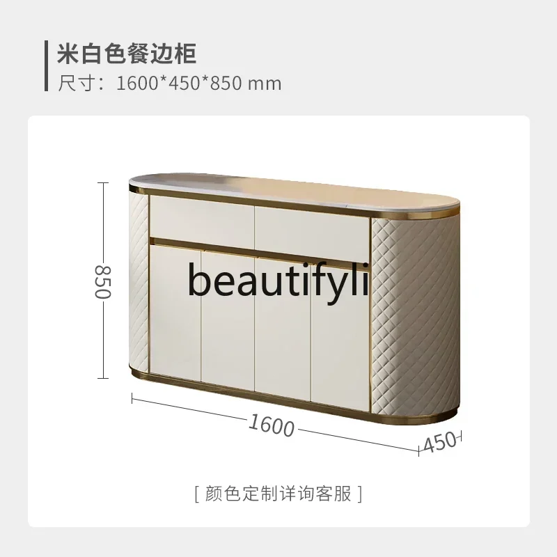 Light luxury dining side cabinet storage modern marble high-end fashion gray entrance cabinet D80