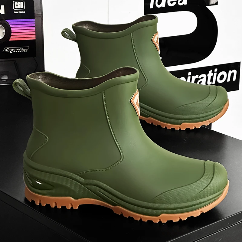 Men's Rain Boots Outdoor Wear-Resistant Mountaineering Fishing Non-Slip Short-Tube Waterproof Water Shoes Rain Boots