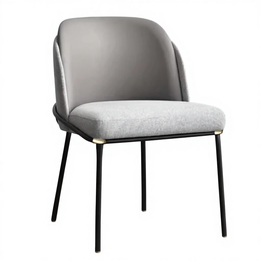 

gbNordic Modern Fabric and Faux Leather Dining Chair with Metal Legs, Luxury Design for Hotel Restaurant and Living Room#