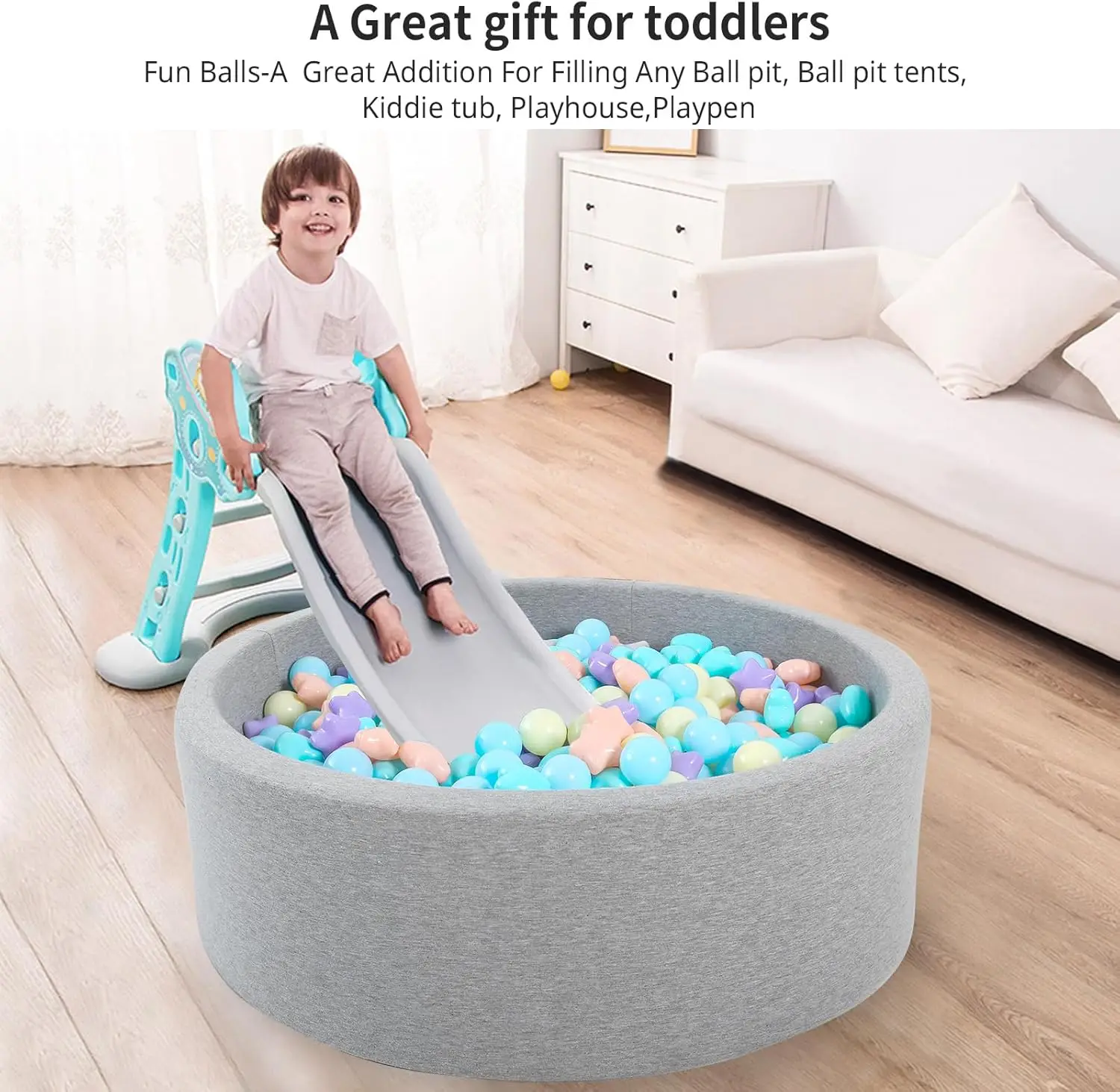 Piłeczki do basenu z kulkami 100 sztuk, 5 pastelowych kolorów, plastikowe piłeczki dla maluchów, bez ftalatów, bez BPA, odporne na ścieranie, zabawki wielokrotnego użytku.