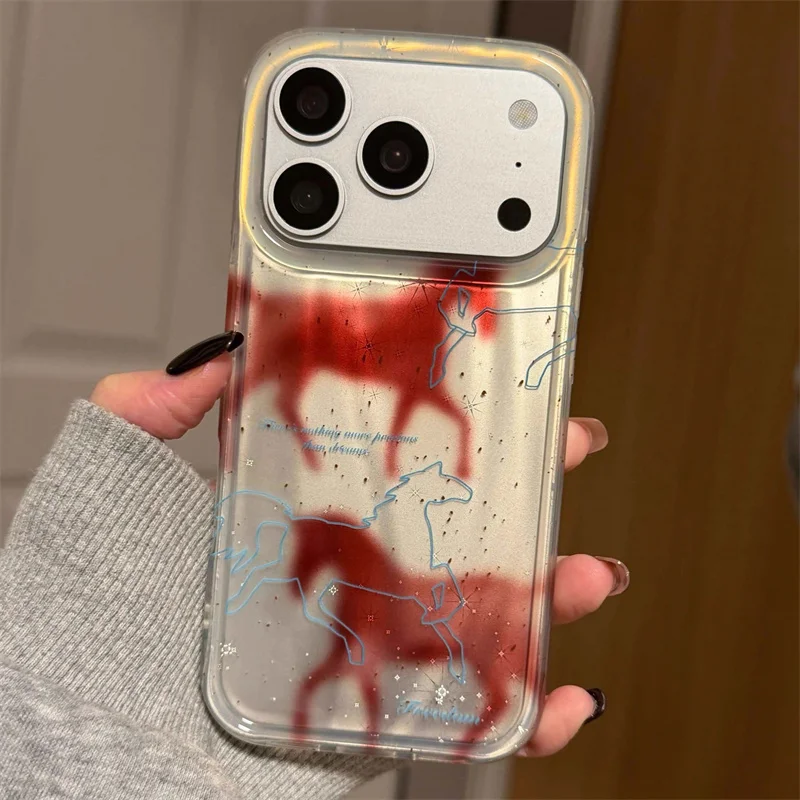 Meteor IND Doppelschichtige Handyhülle mit zwei roten Pferden für iPhone 11 12 13 14 15 16 17 18 Pro Max – Detail 4