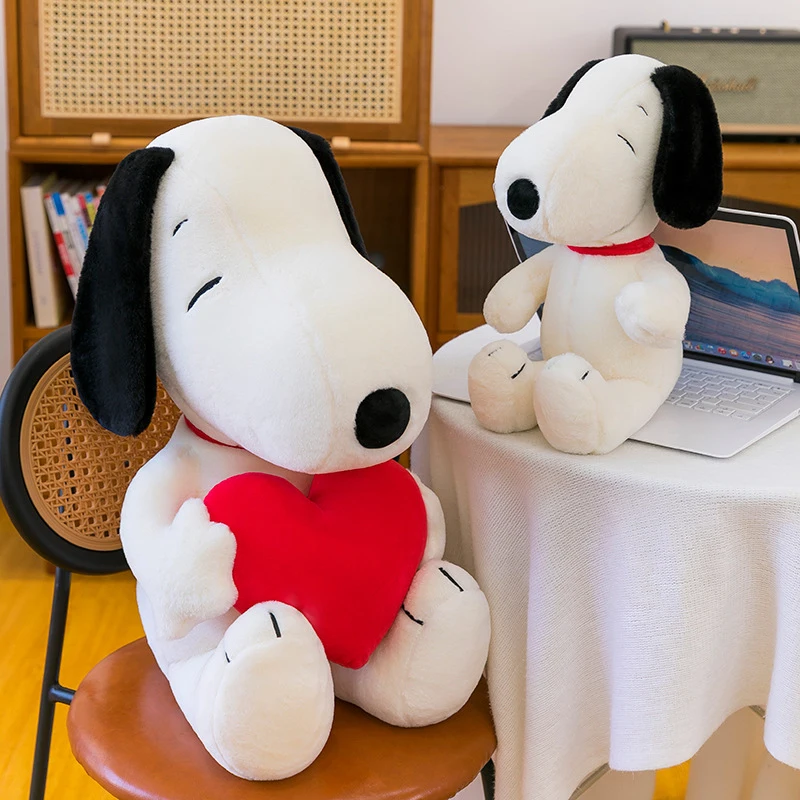 45-100cm Heart-shaped Snoopy Plush Toys Large Cartoon Plushie Anime Birthday Pillow Dog Doll Stuffed Gift for Childrens Xmas