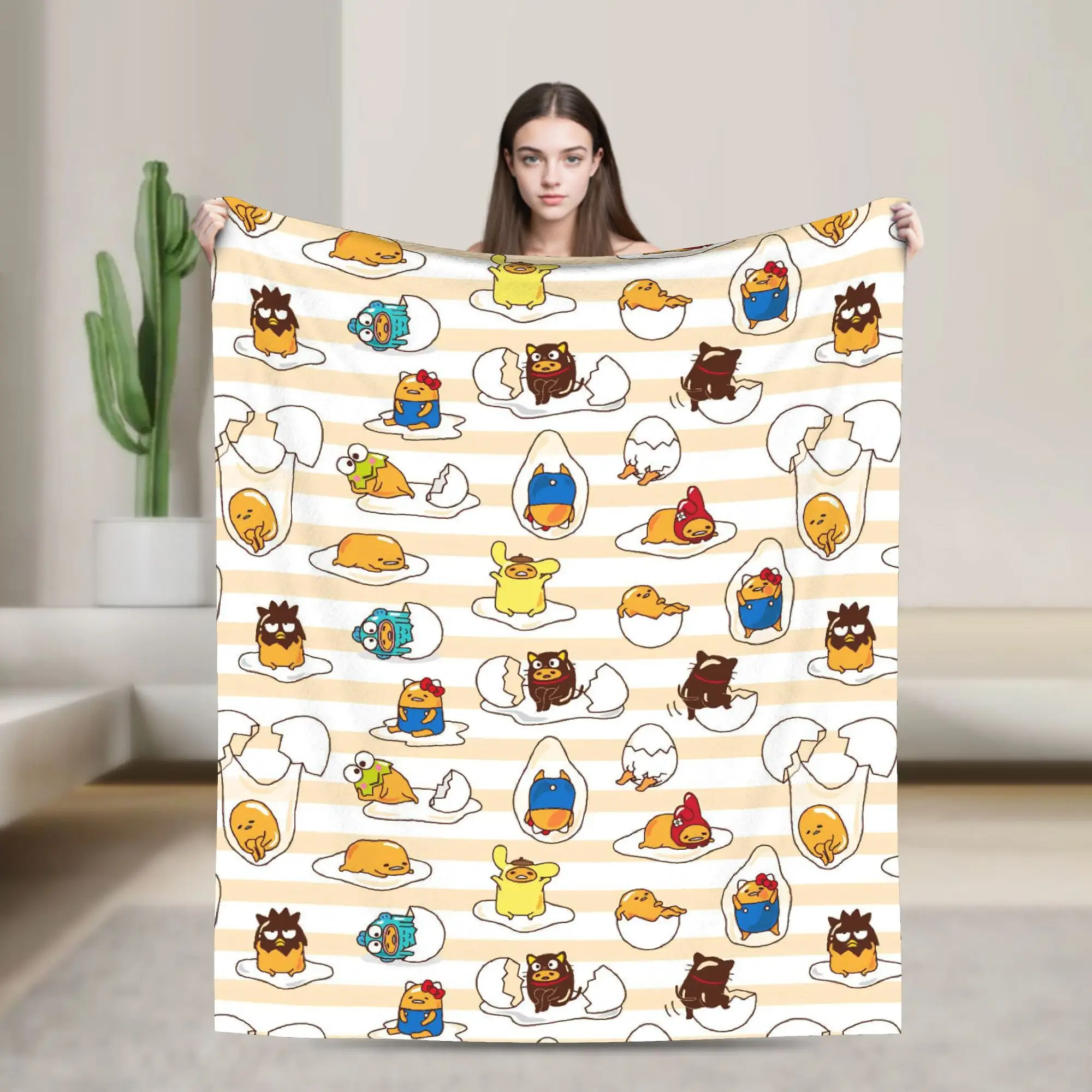 

Gudetama Cute Egg Cartoon Blankets Flannel Super Soft Throw Blankets for Airplane Travel Bedroom Quilt