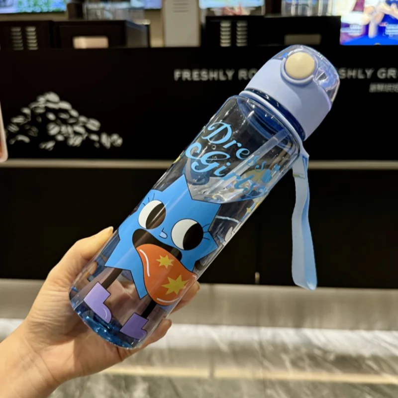 Botella de agua de dibujos animados de 700ML para niños con pajita, artículos para beber portátiles a prueba de fugas para viajes escolares, regalo para niños, perfecto para vacaciones