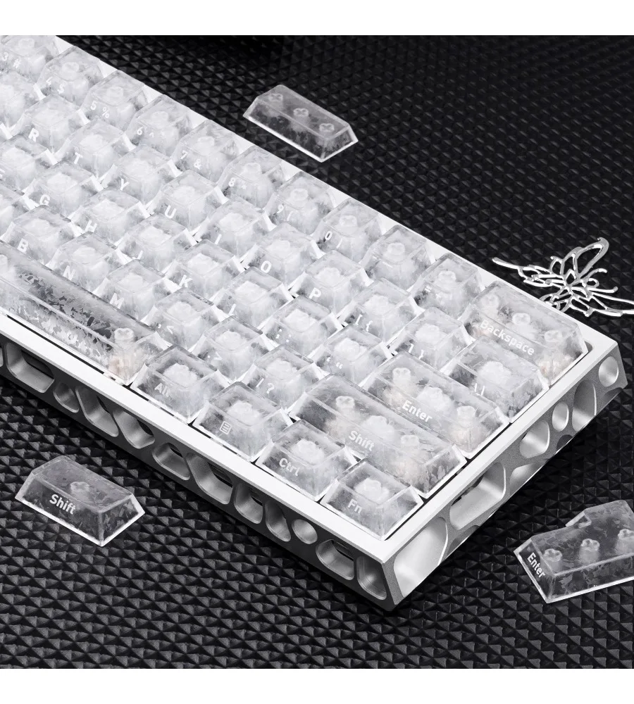 

Side-engraved translucent original magnetic switch Wooting mechanical keyboard with ice carbon pattern keycaps
