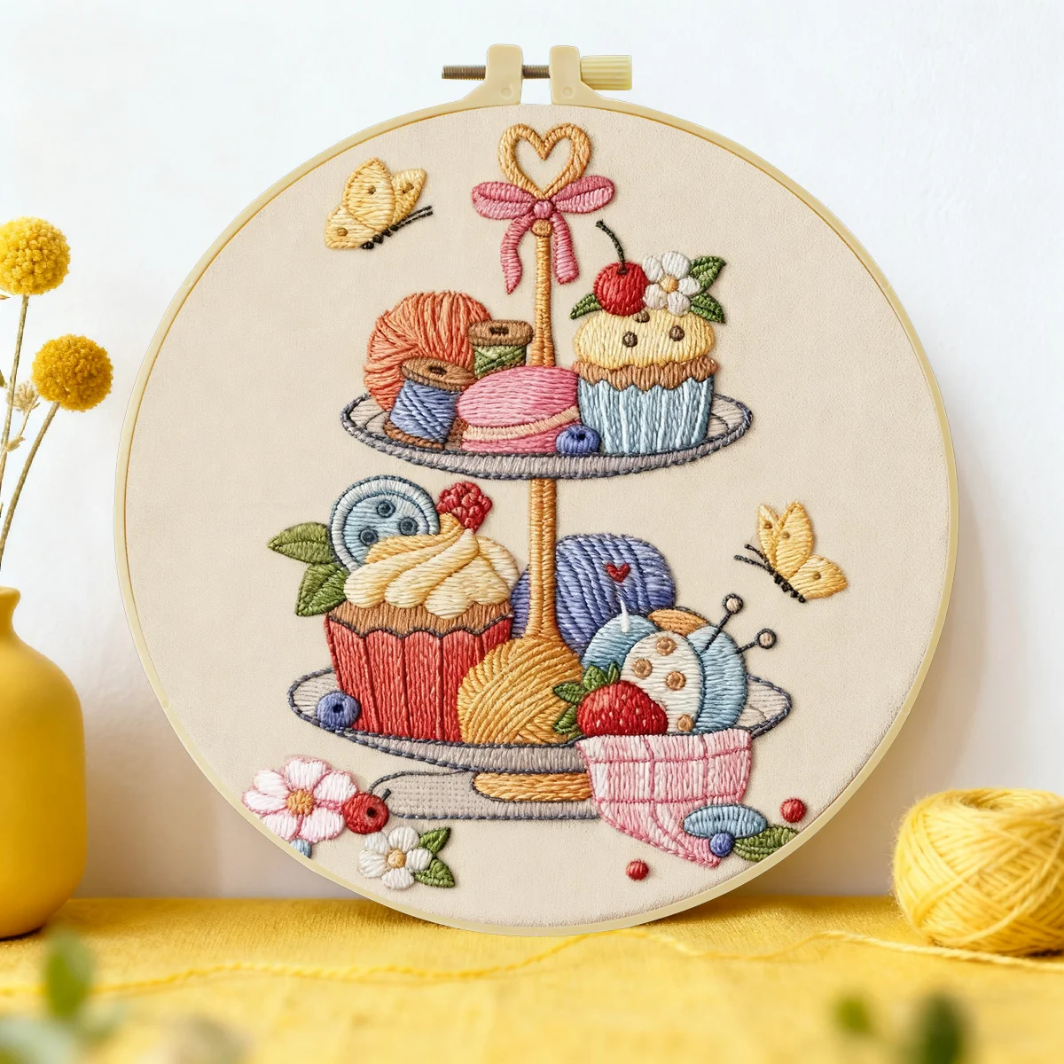 1 Stück 20X20CM/15X15CM 7,87/6,3 Zoll Dessert-Stickerei-Starter-Kit DIY-Kit DIY-Stickerei-Set Handarbeiten Heimdekoration – Detail 3
