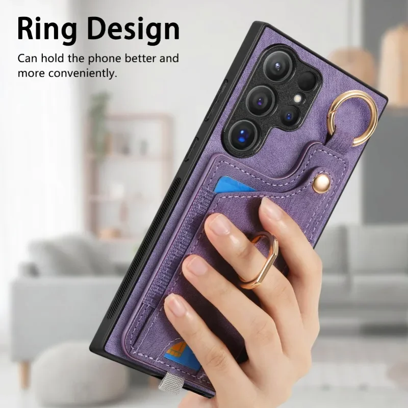 Ring Holder Phone Case for Samsung Galaxy S24 FE S26 S25 S23 S22 Ultra A17 A07 A57 A37 A36 A56 Magnetic Wallet Card Slot Cover
