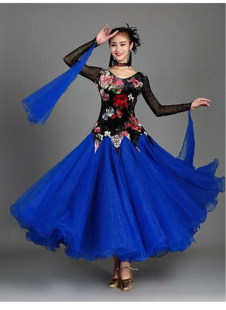 2025 신형 모던댄스 드레스 빅 스윙 경연대회 드레스 왈츠 공연 의상 국가 표준 무용복
