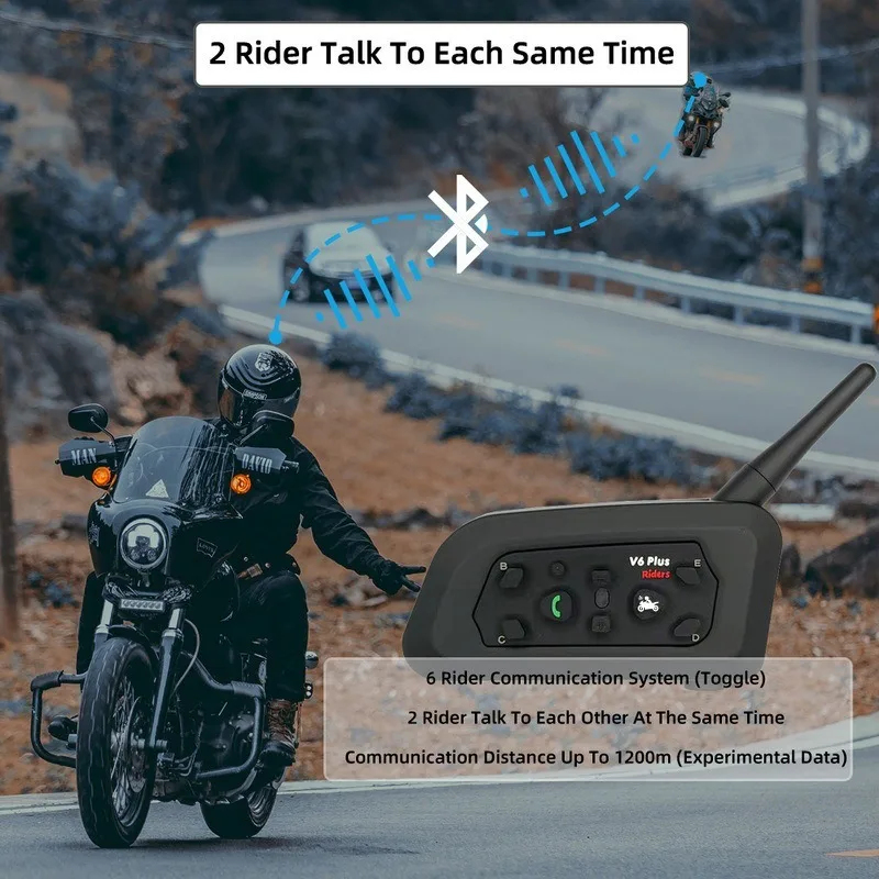 

V6 Plus Motorcycle Helmet Bluetooth 5.0 Intercom Headset 1500m Range Waterproof Hands-Free Call Music Player for Riders