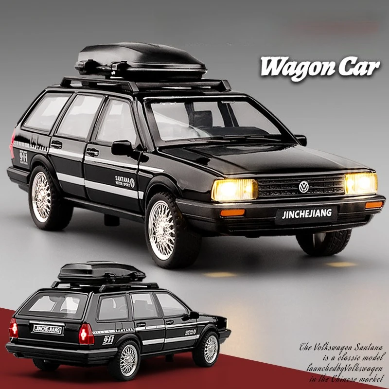 Model samochodu Volkswagen Santana Wagon w skali 1:32, symulacja, odlew metalowy, stop, dźwięk, światło, napęd pull-back, kolekcjonerski, zabawka dla dzieci, prezent.