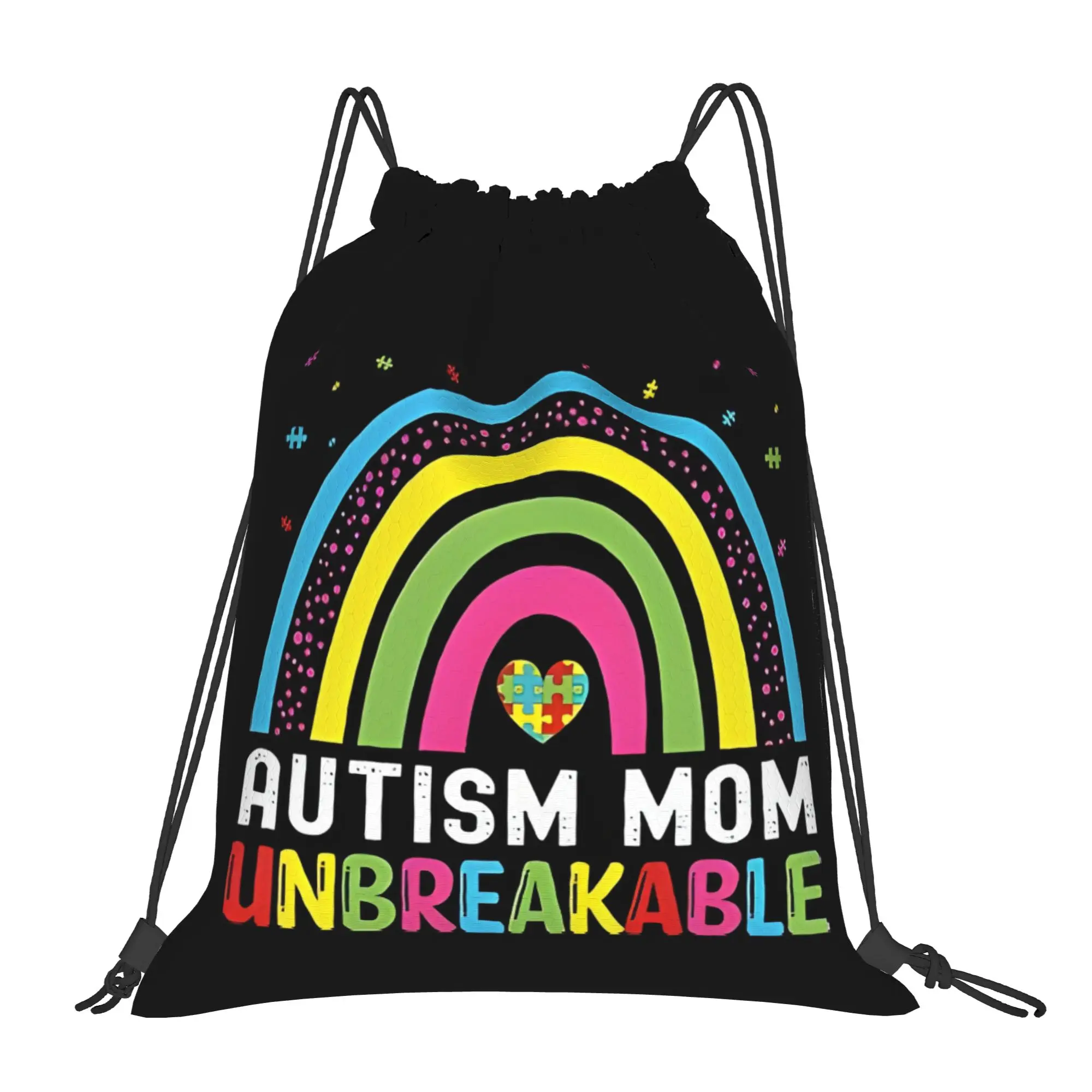 Autism Mom Unbreakable  Autism Awareness  Portable Shopping Drawstring Backpack Riding Backpack Gym Clothes Drawstring Bags