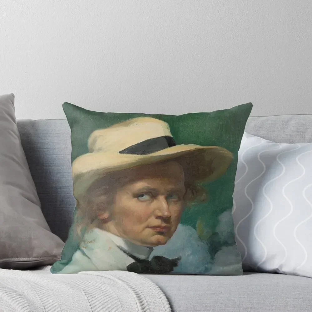 Ottilie W Roederstein, self-portrait with hat, 1904 Throw Pillow Throw Pillow Covers Christmas Pillow Cases