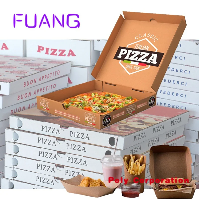 

Custom Box for 10 12 14 16 15 Inch Full Color Craft Foldable Food Packing Box Comprehable Pizza Box Container With Divider for