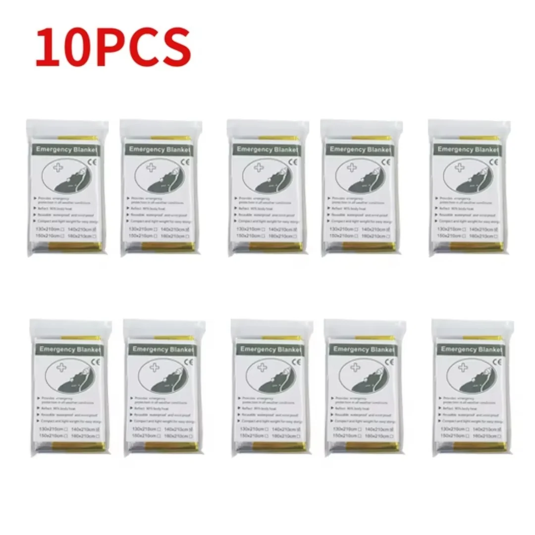 5-30Pc Outdoor Emergency Gold-Sliver Survival Deken Waterdicht Ehbo Rescue Gordijn Folie Thermische Militaire Deken 130X210Cm