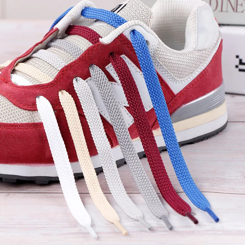 1Pair Double Flat Laces High Quality Polyester Shoelaces Fashion Sports Casual Shoe Lace Solid Flat Shoelace 28Colors