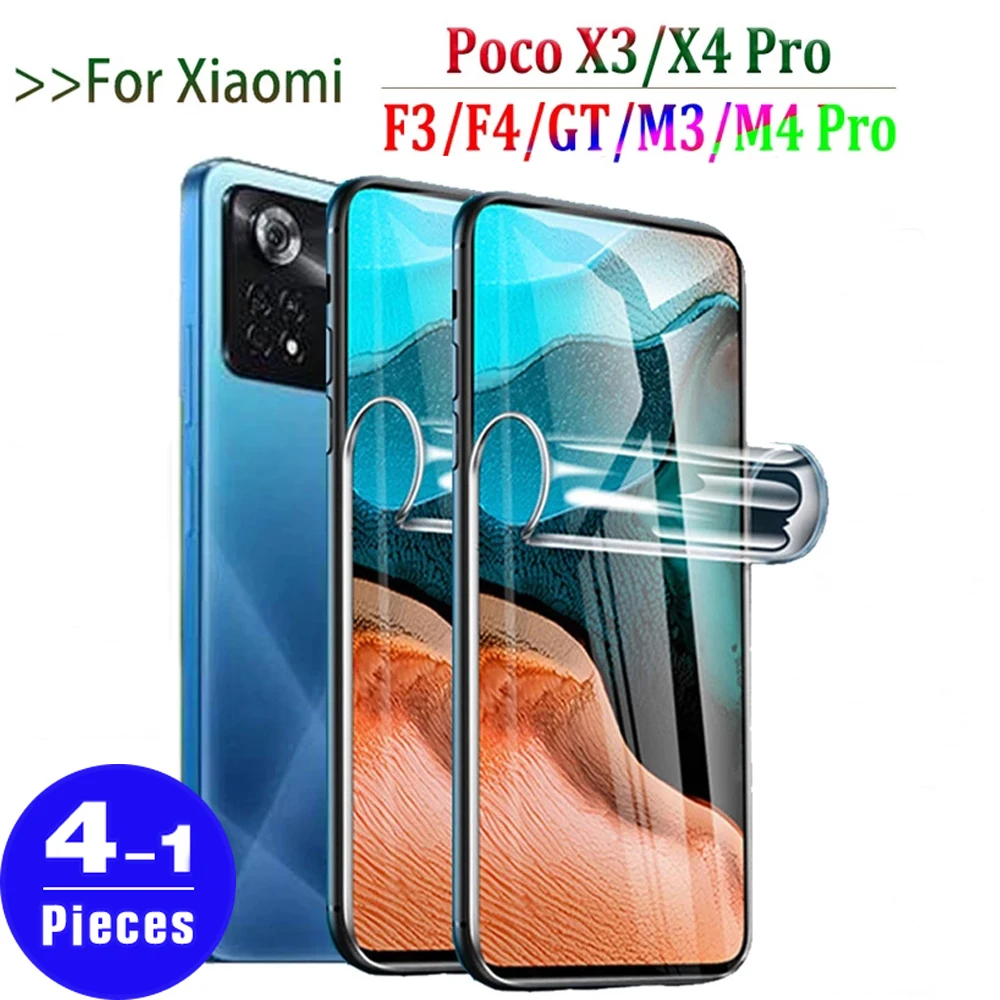 

1-4 шт., Гидрогелевая Защитная пленка для Xiaomi Poco M5 M5s M4 M3 X4 X3 pro NFC F4 F3 GT C40 C31 M2 F2 X2