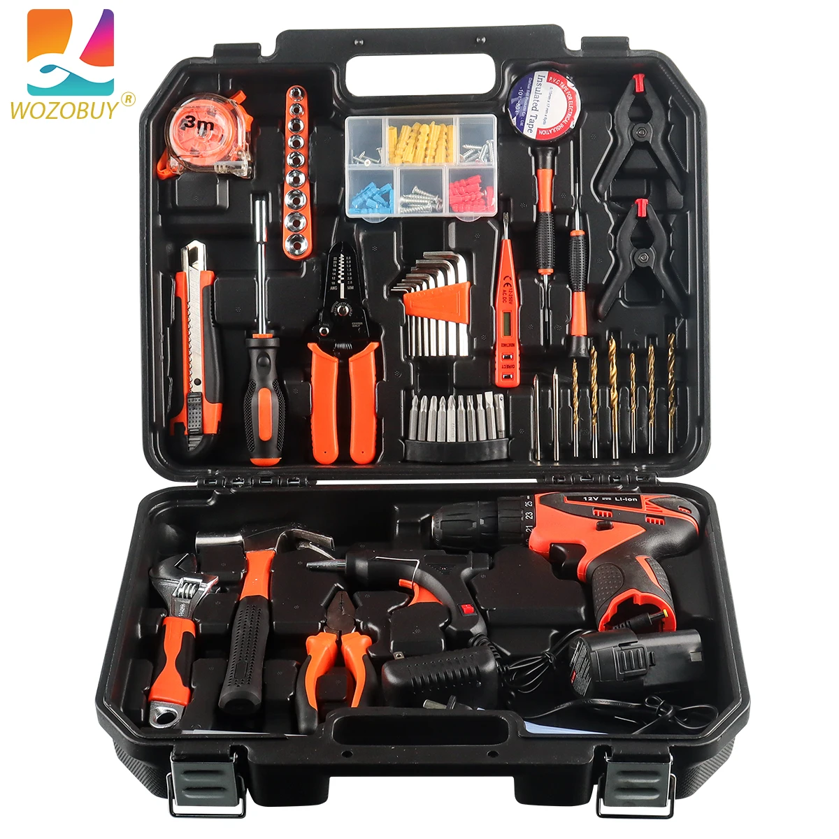 59pcs Professional Tool Set Complete ToolKit Repairs Metal Wood Car Combination Tool Box Home Power Drill Complete toolbox