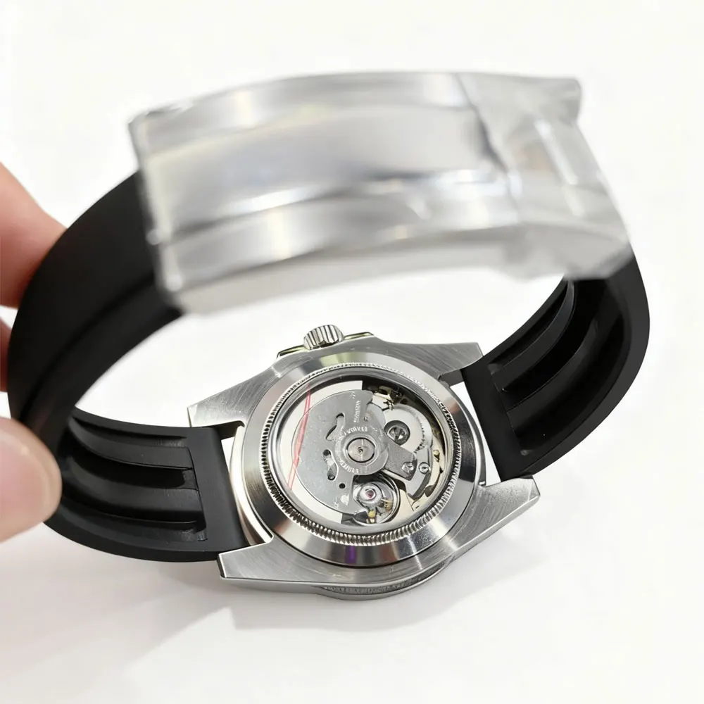 40mm 무균 다이얼 세라믹 베젤 사파이어 글래스 NH35 SUB 자동 기계식 녹색 발광 남성용 시계 맞춤형 로고