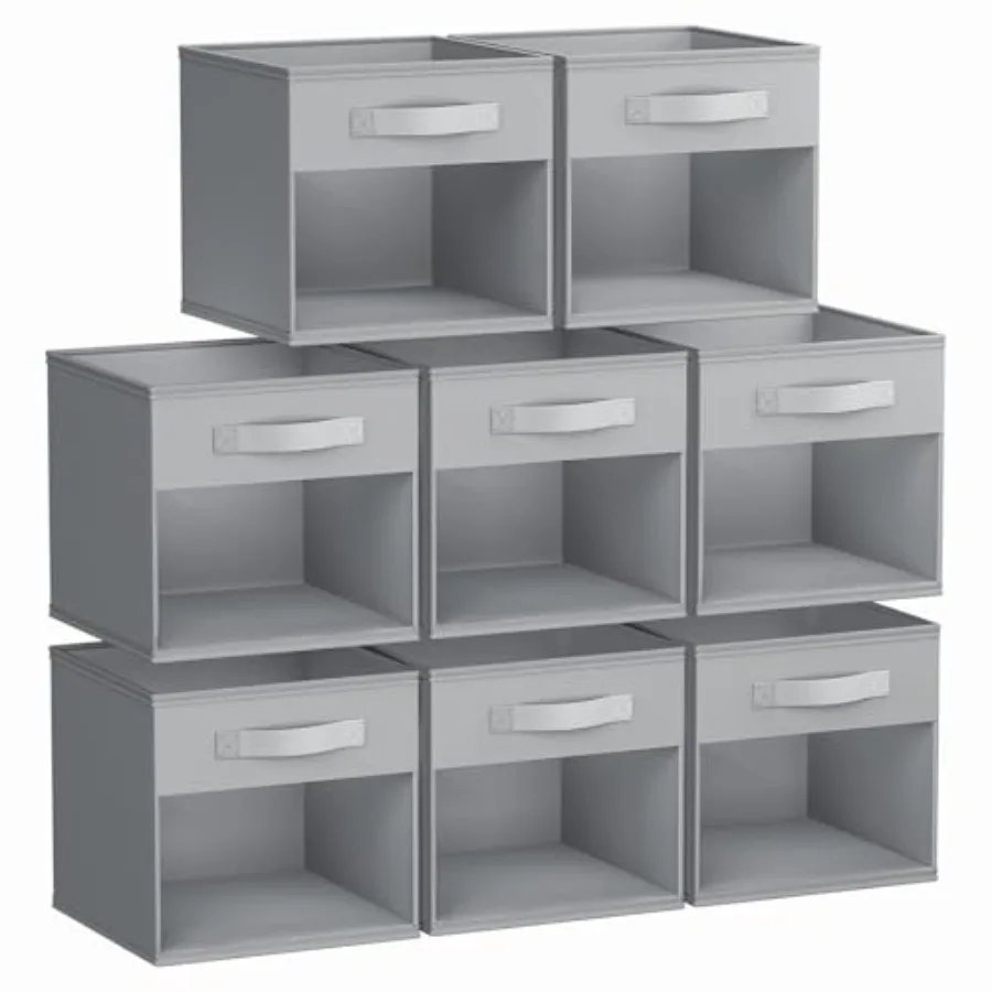 

DIMJ Storage Cubes, 8 Pack Cube Organizer Storage Bins, Foldable Storage Cubes with Window, Closet Storage Bins with Handle, 10