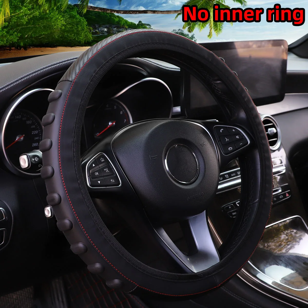 Massage Leather Car Rim Cover for Interior Universal Fit for 38cm Rims - Interior Car Accessories