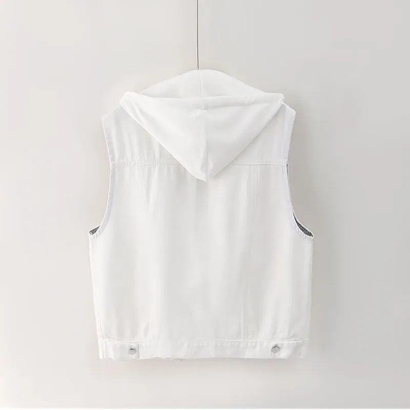 Hooded Denim Vest Women's Spring and Autumn New Versatile Fashion Outwear Short Sleeveless Tops Summer Denim Jackets Female
