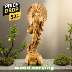 wood carving JJiangnan Beautiful Girl character figurines  Hand carving Home Living Room Office Table decoration and accessories